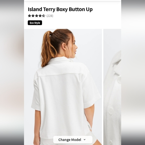 Fabletics- Island Terry Boxy Button Up (Bright White)-XS - Picture 3 of 4